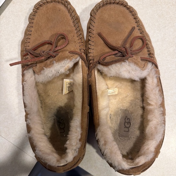 UGG Shoes - UGG Chestnut Suede Shearling Lined Slippers
